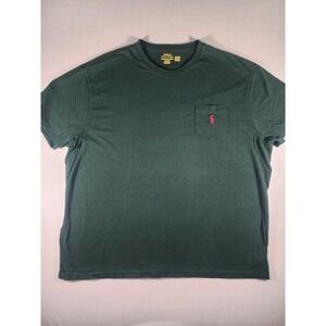 Polo Ralph Lauren Mens XXL Classic Fit Jersey Pocket T-Shirt Dark Green Red Logo